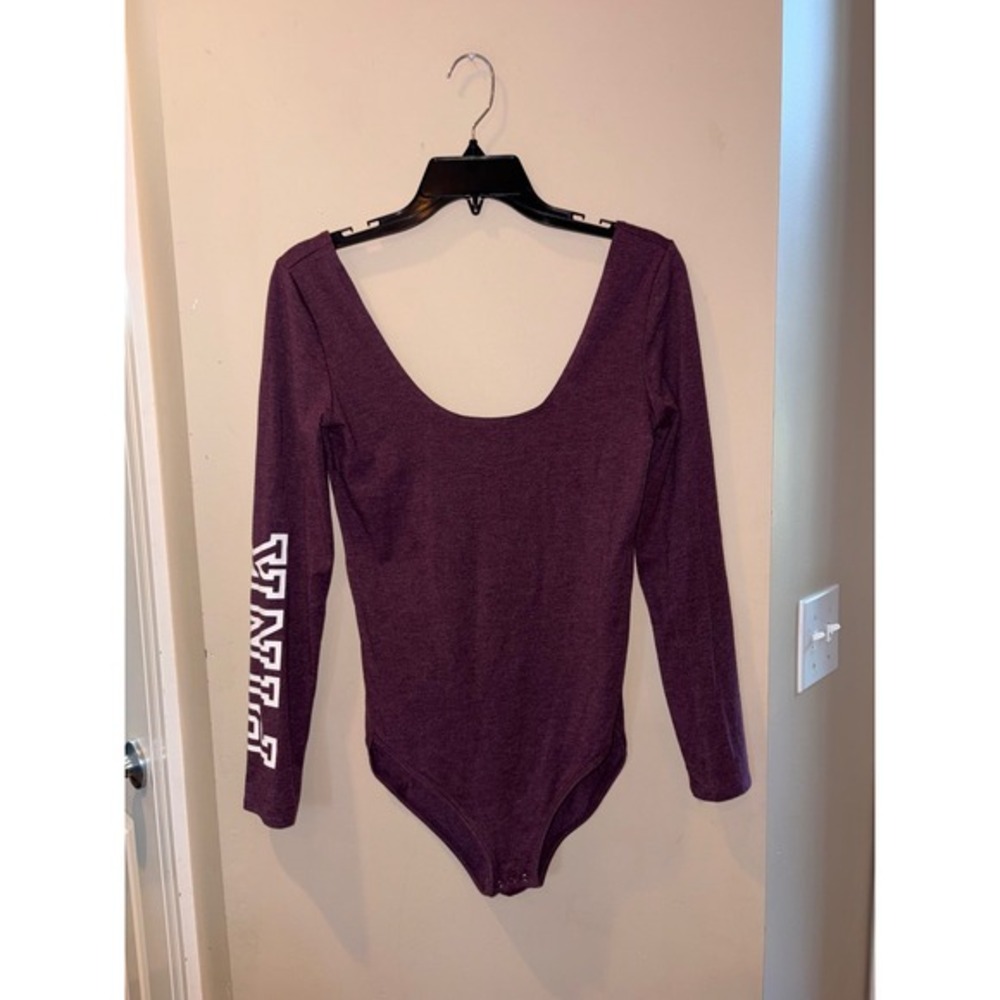 NWOT PINK Victoria's Secret Long Sleeve Scoop Back Bodysuit Plum Purple Small